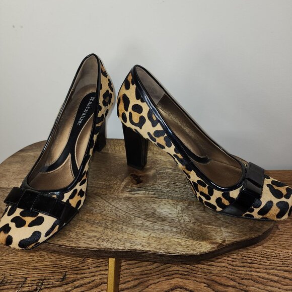 Naturalizer Faux Leopard Hair Black Bow Comfort Heels-Size 8.5 - Picture 3 of 10